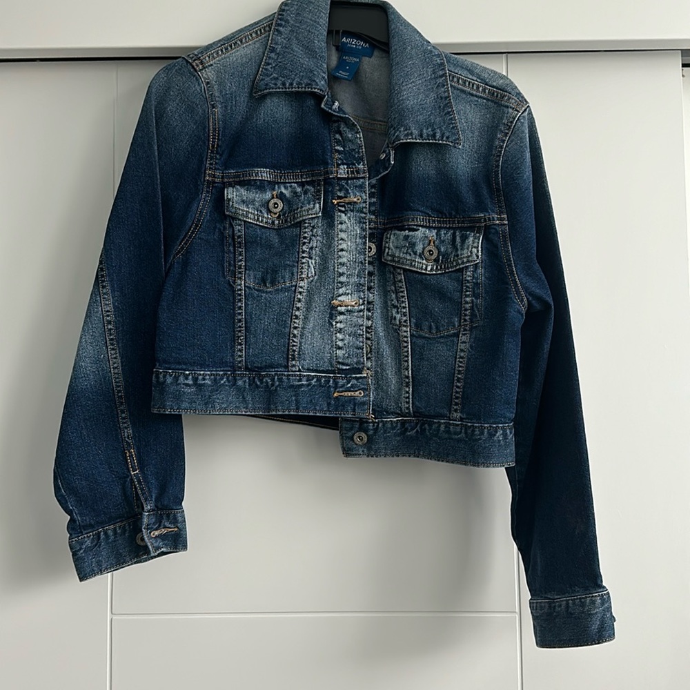 ARIZONA Slight Cropped Dark Wash Denim Jacket